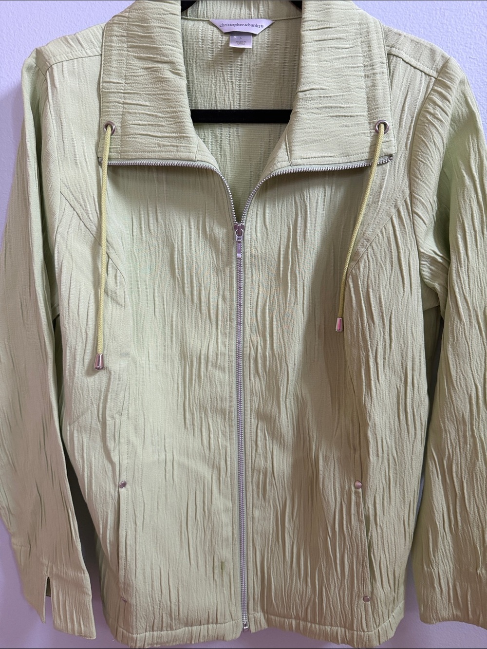 Christopher & Banks Light Sage Zip-Front Utility Jacket